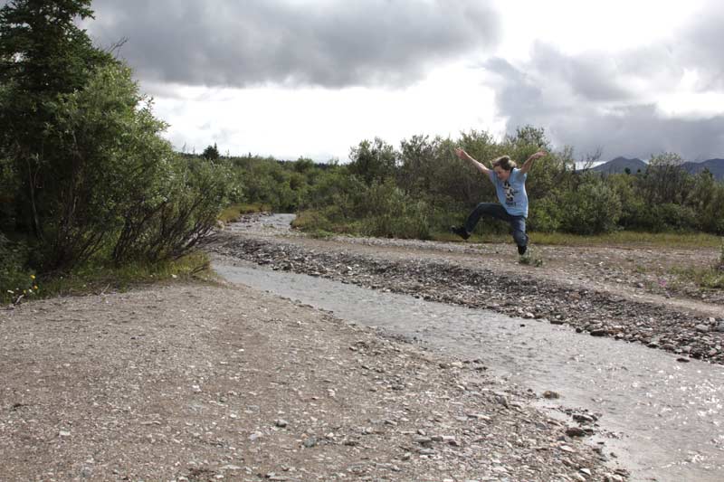 Zac flies over the Savage River