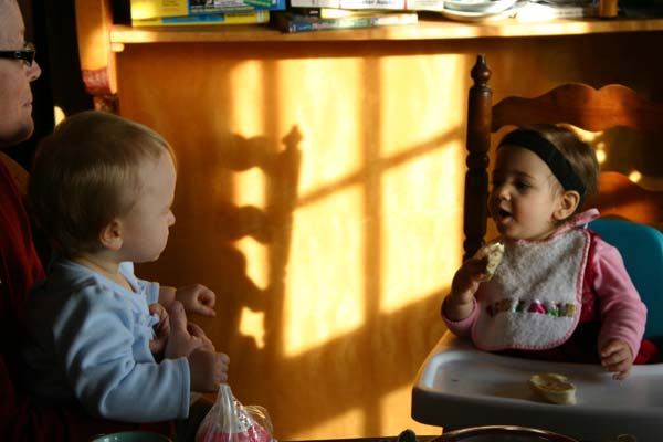 Lucy and Sofia eating