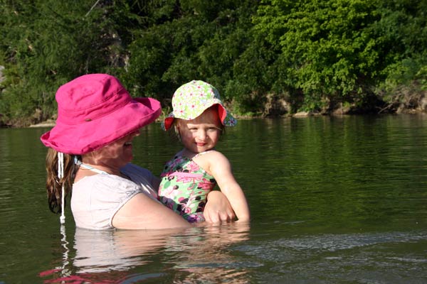 Lisa and Lucy enjoying the river