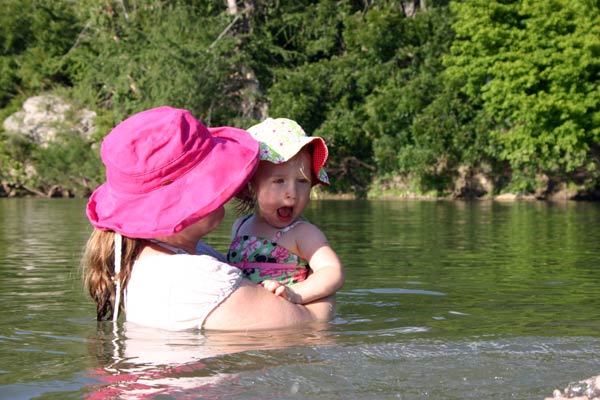 Lisa and Lucy enjoying the river