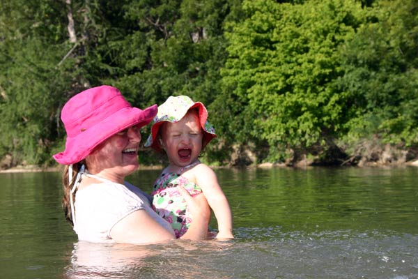 Lisa and Lucy enjoying the river