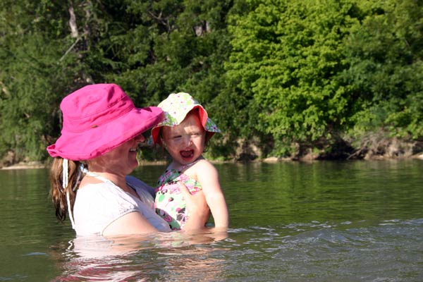 Lisa and Lucy enjoying the river