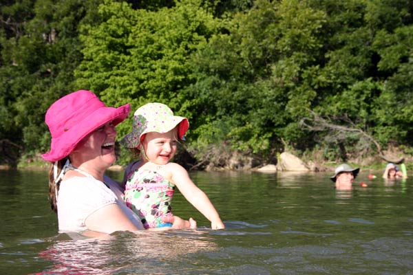 Lisa and Lucy enjoying the river