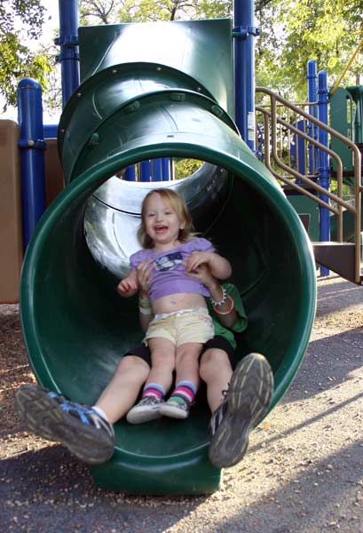 Zac and Lucy on slide
