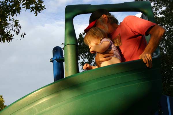 Grandpa and Lucy on slide