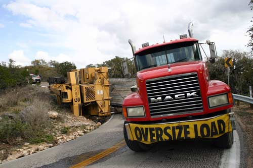 Turned over crane on Hamilton Pool Road