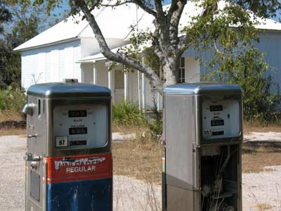 Post office and old gas pumps
