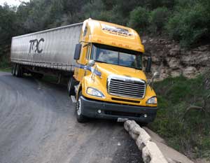 Front view of stuck truck