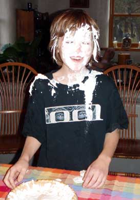 Zac with pie in his face